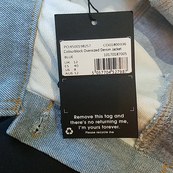 Missguided Colorblock Oversized Denim Jacket - Picture 4 of 4